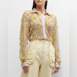 🆕 Sz 38(IT) Sz 2 ⭐️ DES_PHEMMES tulle sequin buttoned top lavender